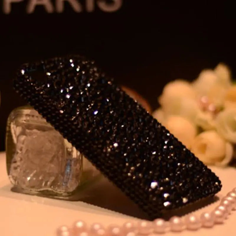 Cool Black Rhinestone Handmade Shell for iPhone 15 Pro Max 14 Plus 13 12 11 Xsmax Anti Drop Couple Hand Protection Back Cover