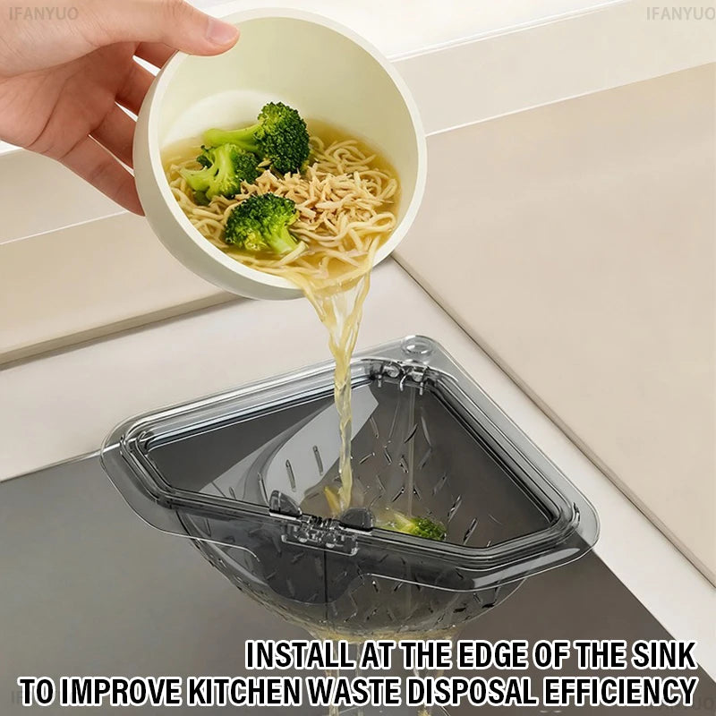 Triangle Magnetic Sink Drain Basket Hanging Vegetable Fruit Drainage Strainer Kitchen Filter Accessories Food Waste Collector