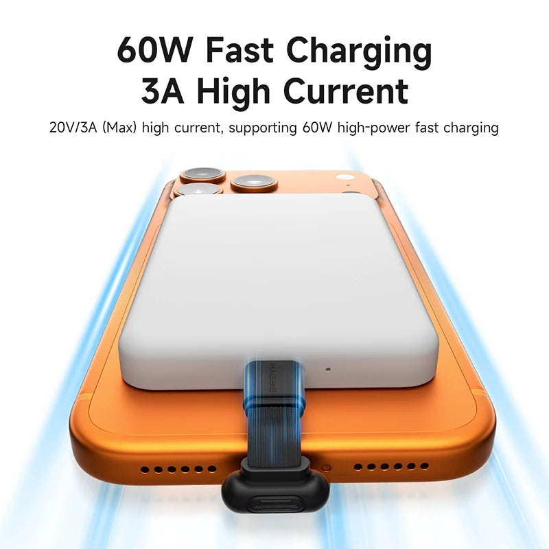 Hagibis USB C Right Angle Cable Short 90 Degree Type-C Power Bank Fast Charging Capsule Cord PD 60W for iPhone 17 Pro Max 16 15