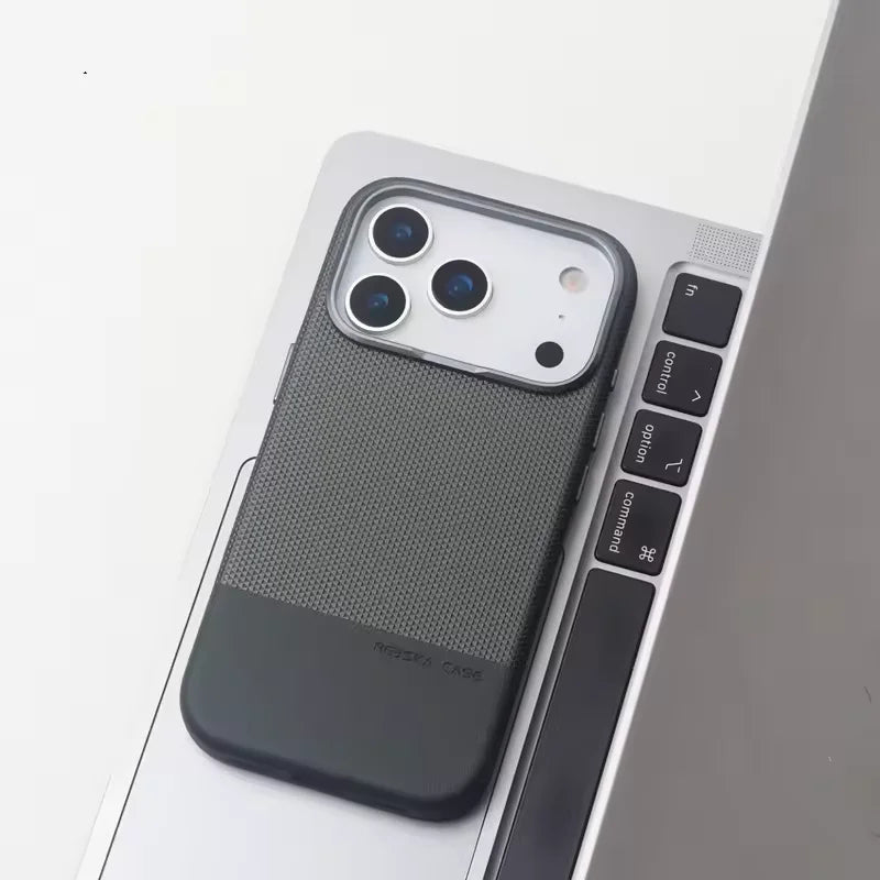 Luxury Business Hit Color Relief Leather Case for IPhone 17 Pro Max 16 15 14 13 for MagSafe Magnetic Shockproof Alloy Lens Cover