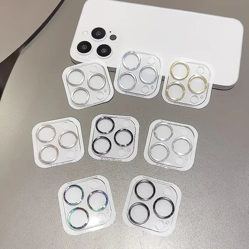 Lens Protection For iPhone 17 16 Pro 15 14 13 12 11 Pro Max Plus Mini Camera Lens Metal Ring Tempered Glass Protector Full Cover