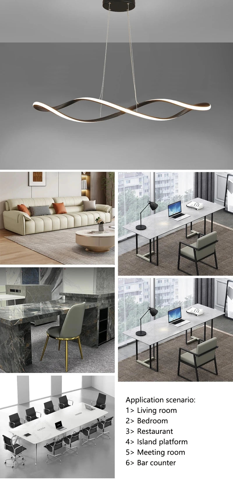 Adjustable Height LED Ceiling Light with Remote Control Modern Kitchen Island Lighting Living Room Illumination