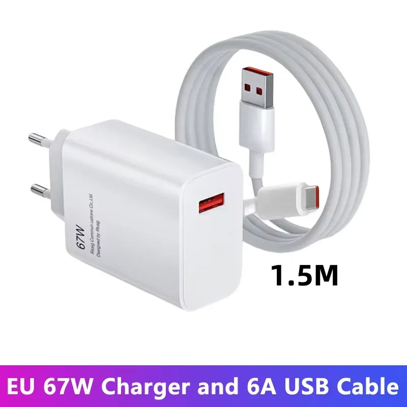 67W Fast Charger For Xiaomi 14 13 12 11 Ultra Redmi Note 13 12T Pro POCO X6 Turbo Type C Cable Power Adapter USB Quick Charger