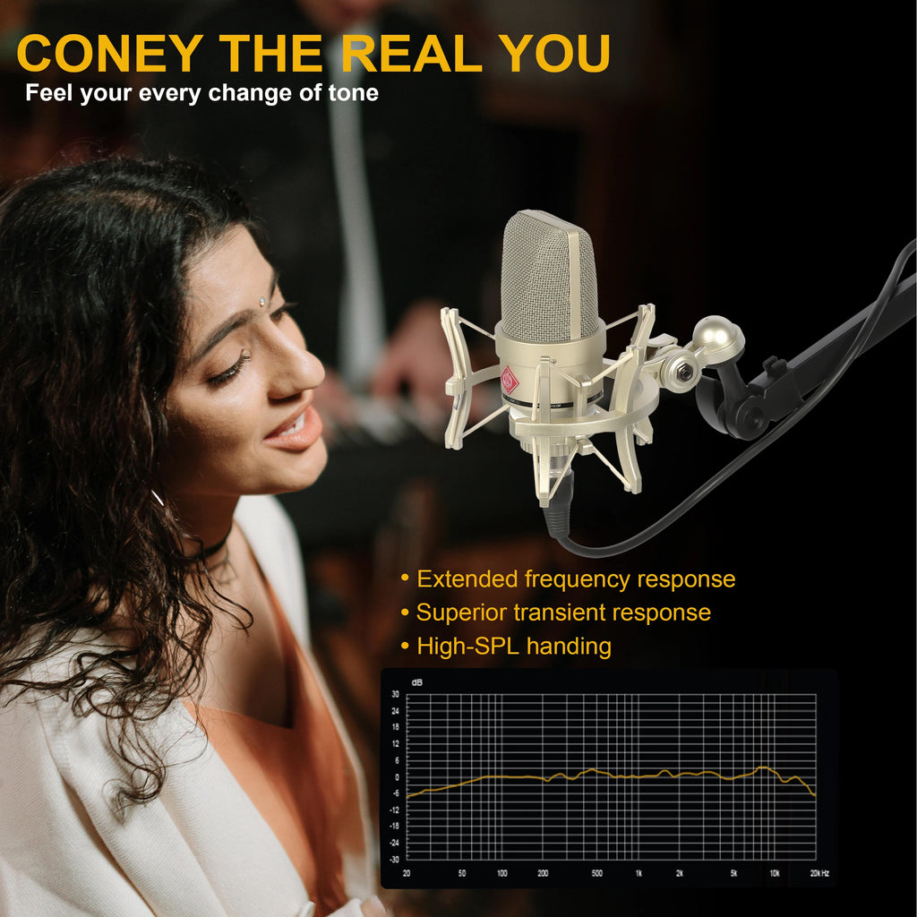 AMX 103 XLR Condenser Microphone 48V Phantom Power Mic for Audio Interface Mixer Studio Recording Podcast Streaming Voice Over