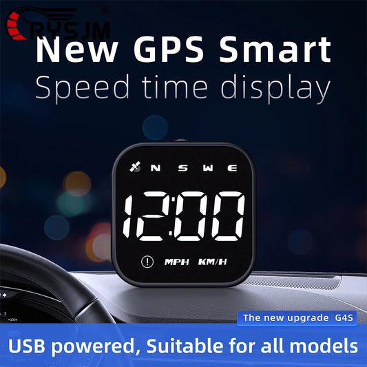 GPS Smart Car Head Up Display G4S HUD Digital Speedometer MPH KMH With Overspeed Alarm Car Time Display White LED Gauge Meter