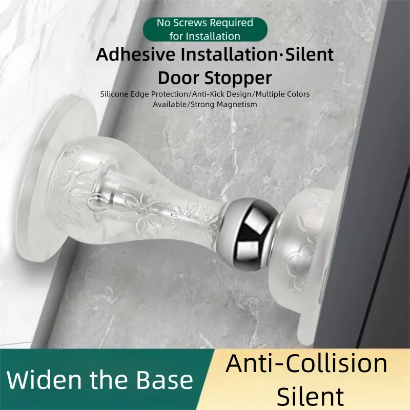 New Drill-Free Door Stopper with Silicone Anti-Collision Pad, Door Holder for Fixing Door Behind and Preventing Collision