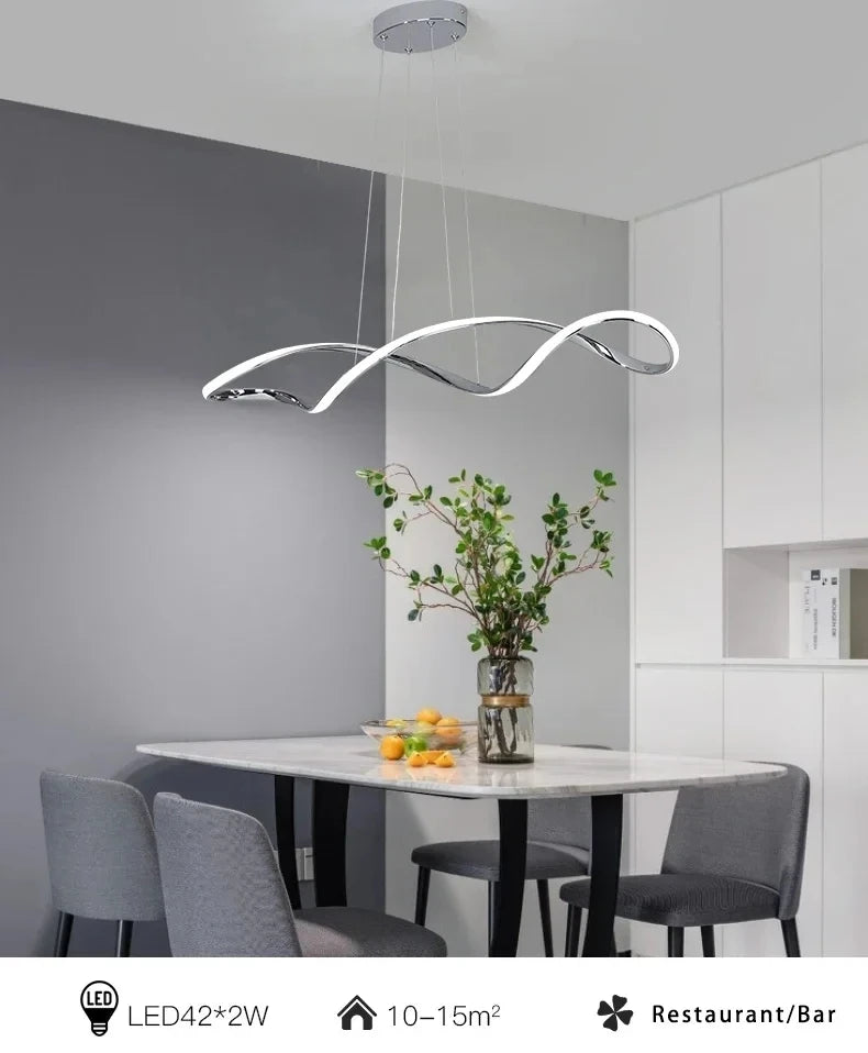 Adjustable Height LED Ceiling Light with Remote Control Modern Kitchen Island Lighting Living Room Illumination