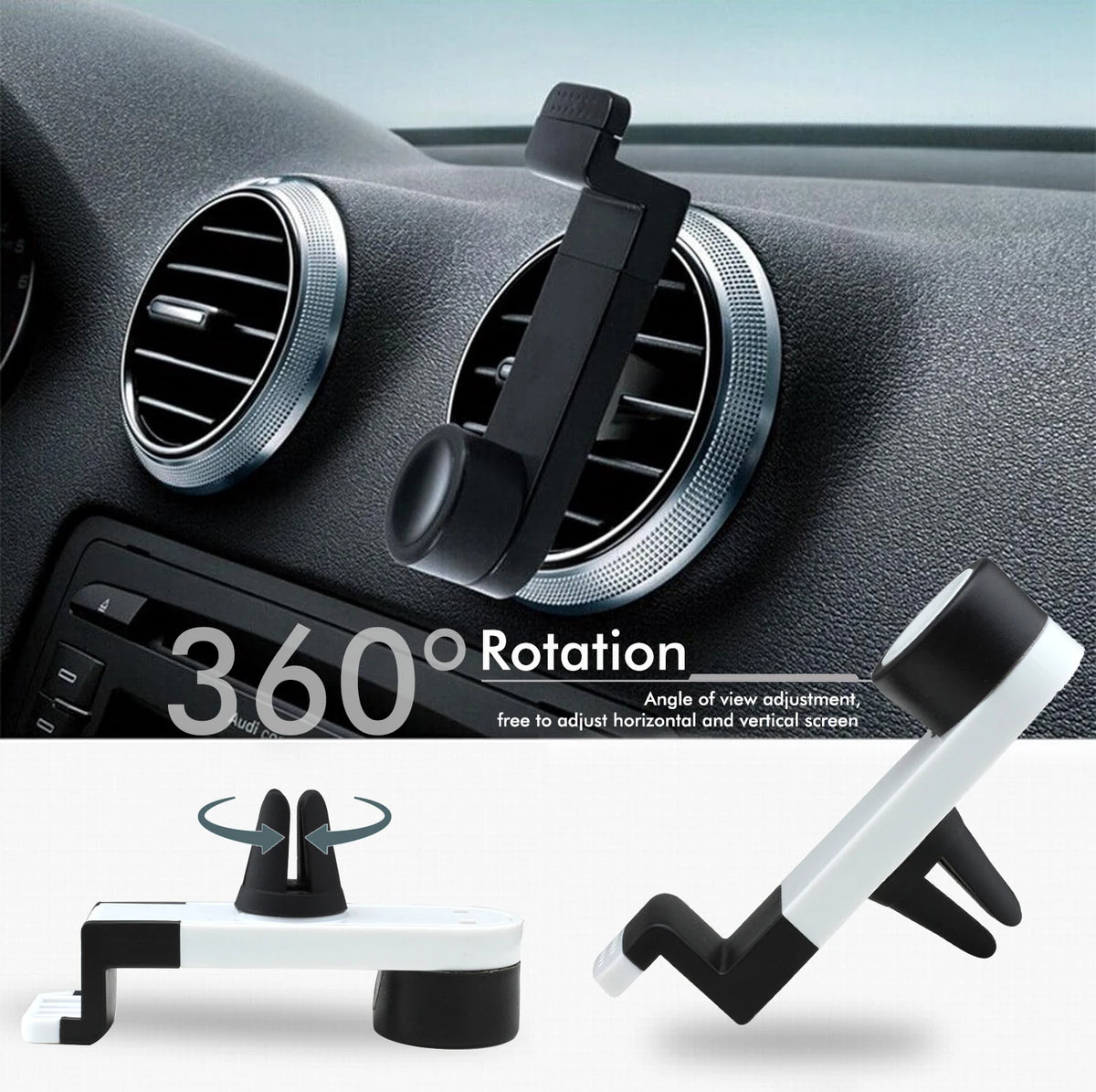 Portable Car Air Vent Mount for Mobile Phones 360 Degree Rotation Adjustment Compatible with 3.5-6.3 Inch Phones