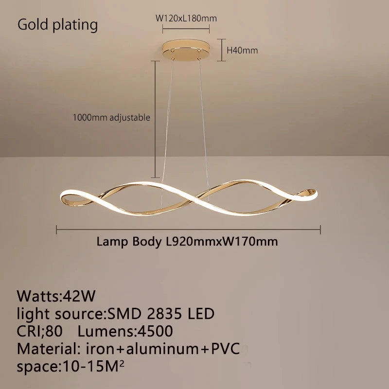 Adjustable Height LED Ceiling Light with Remote Control Modern Kitchen Island Lighting Living Room Illumination