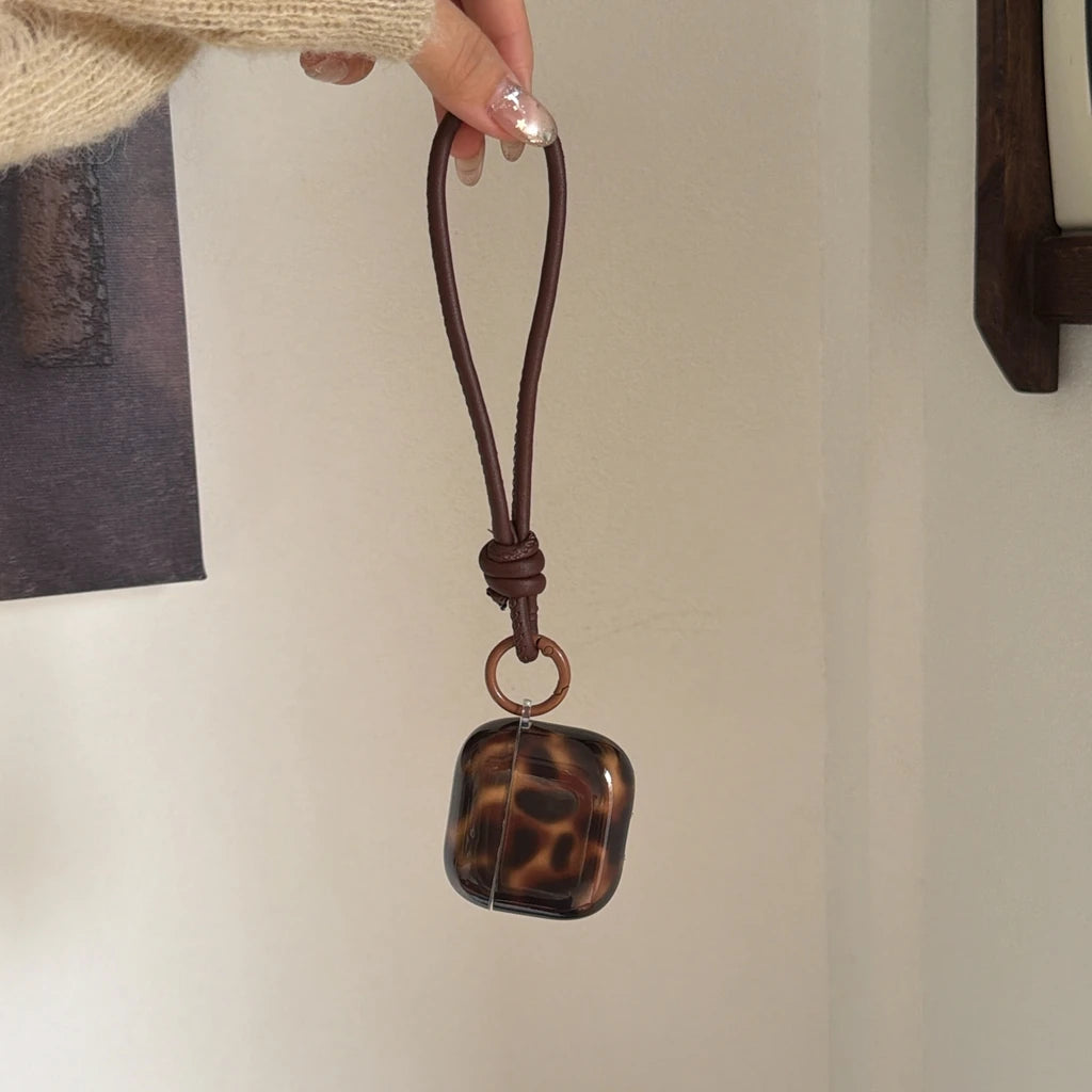 Advanced Stylish Brown Amber Pattern With Lanyard Earphone Case Cover for AirPods 1 or 2 3 4 Pro 2 Pro 3