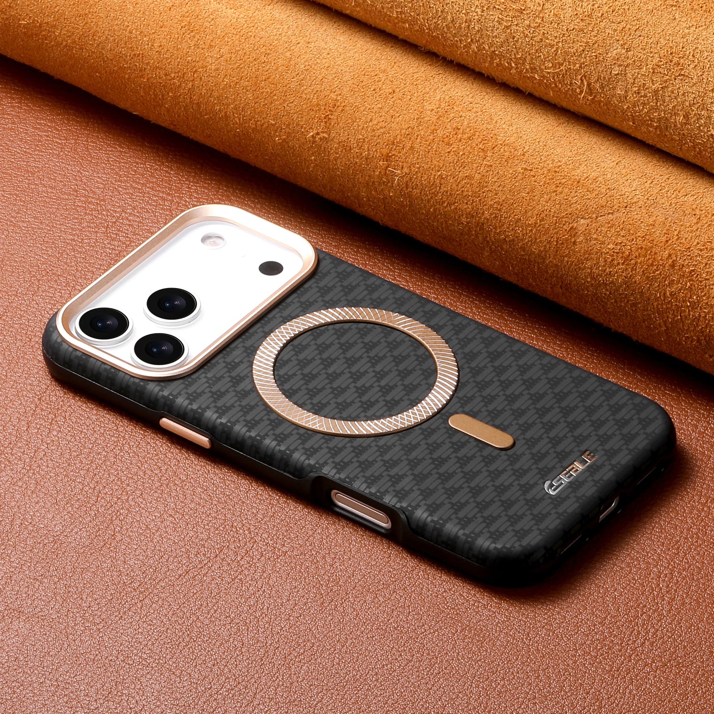 Luxury Business Bitmap Leather Magnetic Phone Case For iPhone 17 16 15 14 13 Pro Max 17Pro 17Air Metal Lens Button Bumpe Cover