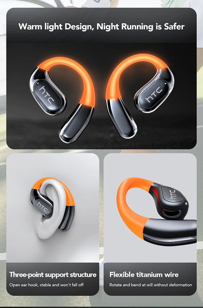 HTC NE27 Bluetooth Earphone AI Translation Earbuds OWS Sport Headphone Touch Screen Ultra Long Battery Life Wireless Headphone