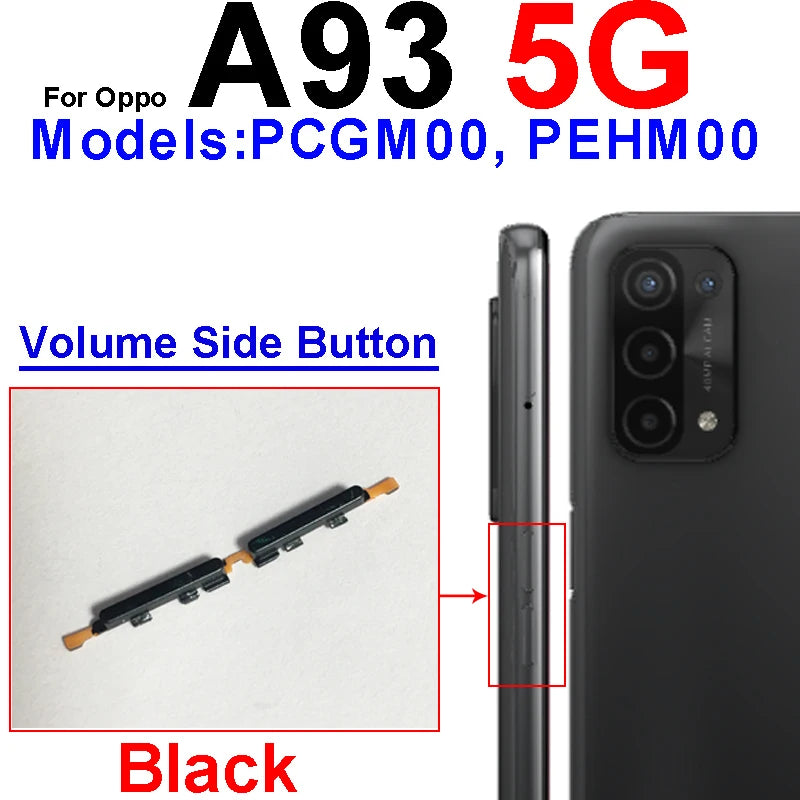 Volume Pwoer Side Button For OPPO A93 A94 A95 4G 5G Up Down Volume ON OFF Power Switch Side Keys Flex Cable Repair Parts