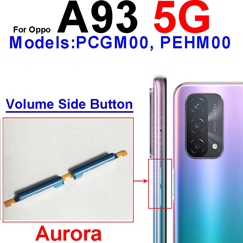 Volume Pwoer Side Button For OPPO A93 A94 A95 4G 5G Up Down Volume ON OFF Power Switch Side Keys Flex Cable Repair Parts