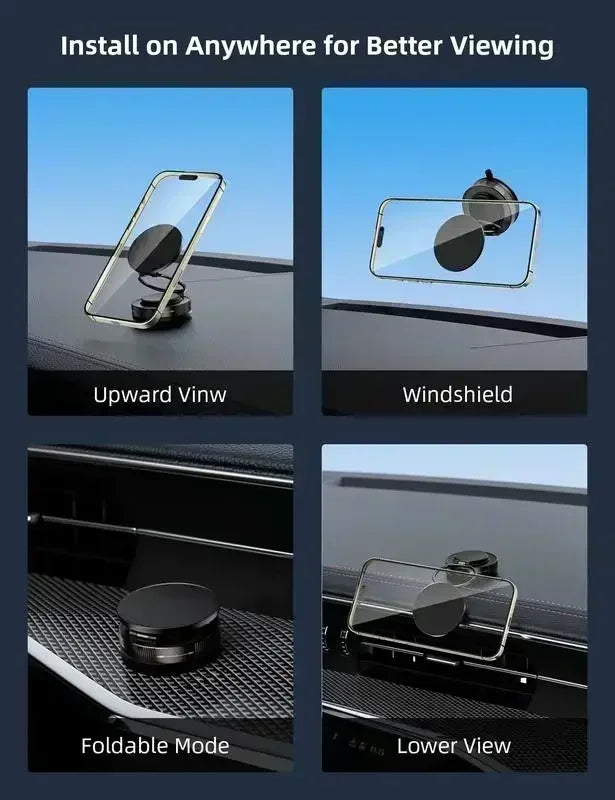 360° Foldable Magnetic Phone Mount! 2025 New Vacuum Suction Cup, Ultra-Strong Adsorption Alloy Bracket for Cars & Desktops