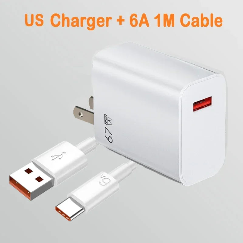 67W Fast Charger For Xiaomi 14 13 12 11 Ultra Redmi Note 13 12T Pro POCO X6 Turbo Type C Cable Power Adapter USB Quick Charger
