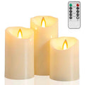 3 Pieces Charge Remote Control LED Decorative Moving Wick Candles,10/12.5/15 cm Rechargeable Dancing Church Candles