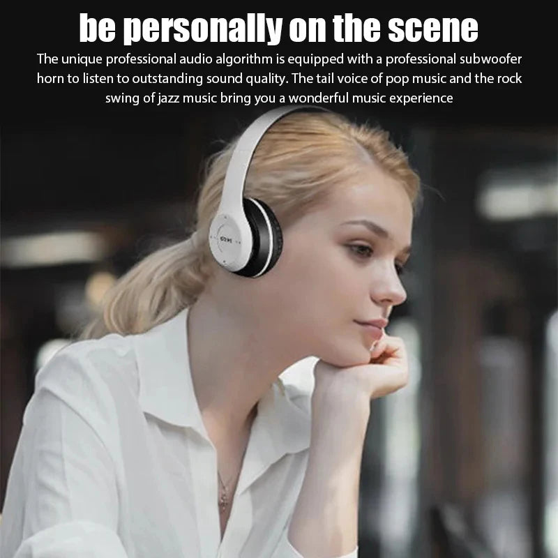 Foldable Bluetooth Headphones Wireless Overhead Earphones with Microphone Volume Control for smartphones Game Headset