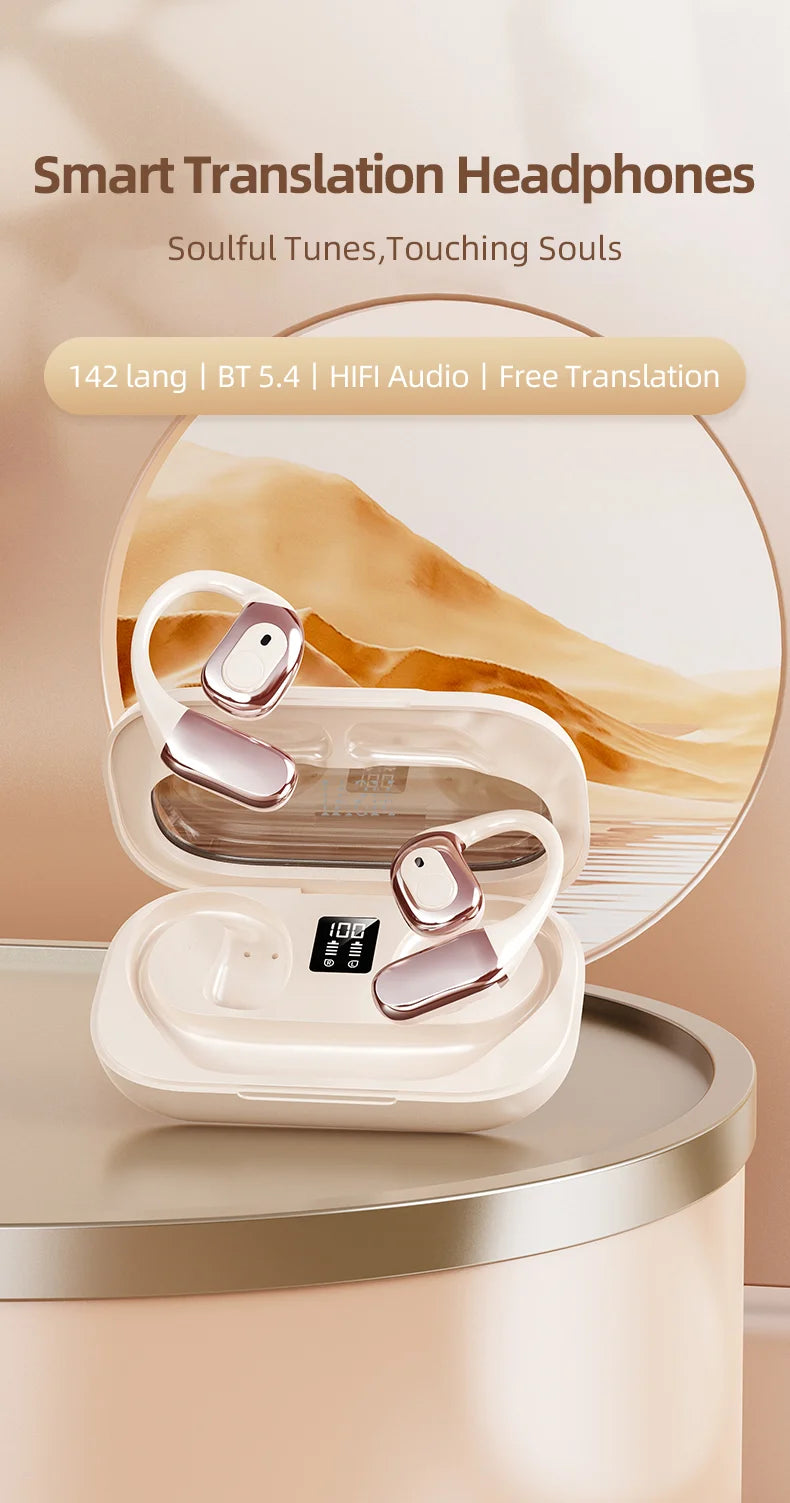 MSAI 138 Languages Wireless Translator Earbuds Multilingual Translate Bluetooth AI Headphones Tow Way Real Time Translation