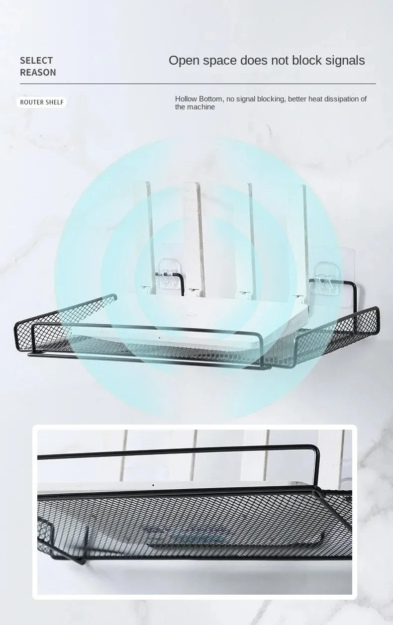 Self-adhesive Shelf Wall-mounted No-drill Storage Box  Kitchen SpiceDrying Rack Shelf for Dish Wall Router Rack TV Set-top Box