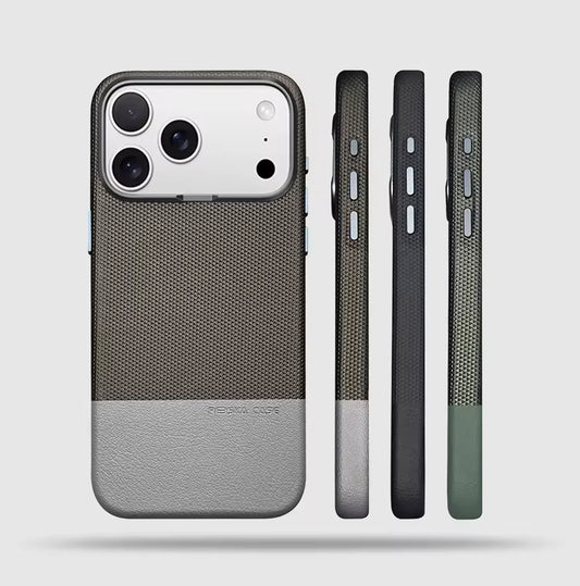 Luxury Business Hit Color Relief Leather Case for IPhone 17 Pro Max 16 15 14 13 for MagSafe Magnetic Shockproof Alloy Lens Cover