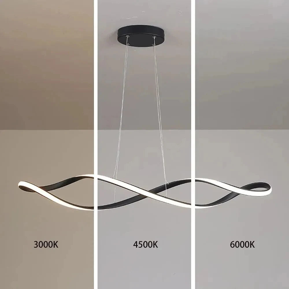 Adjustable Height LED Ceiling Light with Remote Control Modern Kitchen Island Lighting Living Room Illumination