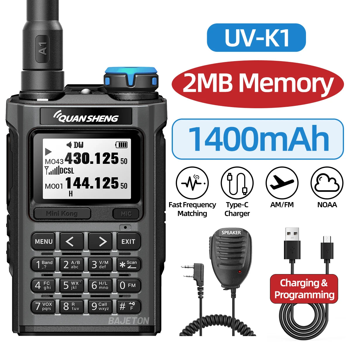Quansheng UV-K1 L Mini Walkie Talkie Multi Band  Transceiver Wireless Copy Frequency AM FM NOAA Upgrade UV-K5 (8) UV-K6