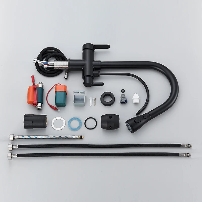 Touch Sensor Filter Kitchen Faucet With Pure Water Pull Out Mixer Tap Rotate Hot Cold Water Crane Mode Deck Mounted Mixer Tap