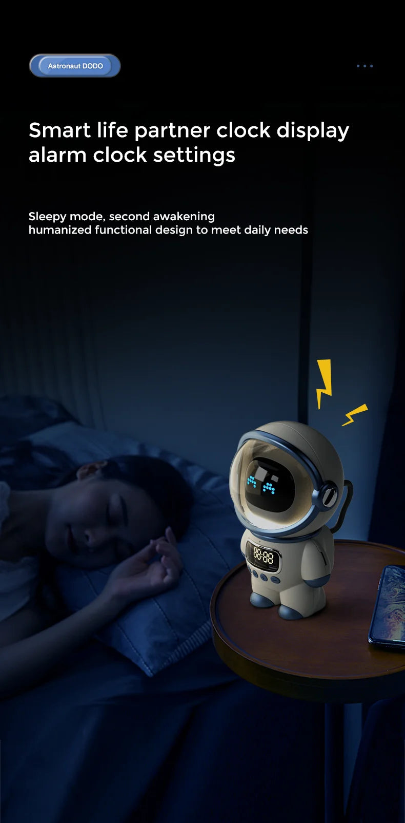 New portable wireless audio speaker, Smart Astronaut Bluetooth speaker with nightlight, FM radio, subwoofer, music speaker