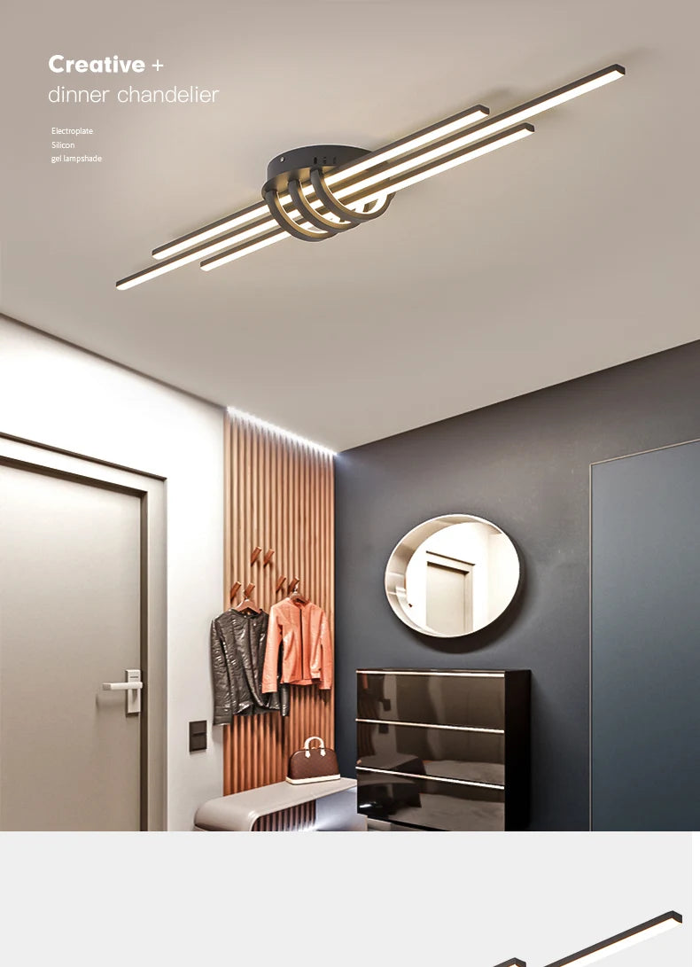 FANPINFANDO Modern Led Ceiling Lights For Living Room Bedroom Matte Black/White Aluminum Kitchen Led Ceiling Lamps Fixtures