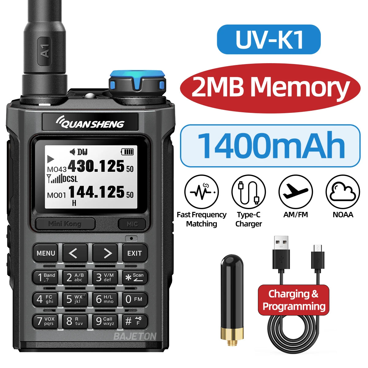 Quansheng UV-K1 L Mini Walkie Talkie Multi Band  Transceiver Wireless Copy Frequency AM FM NOAA Upgrade UV-K5 (8) UV-K6