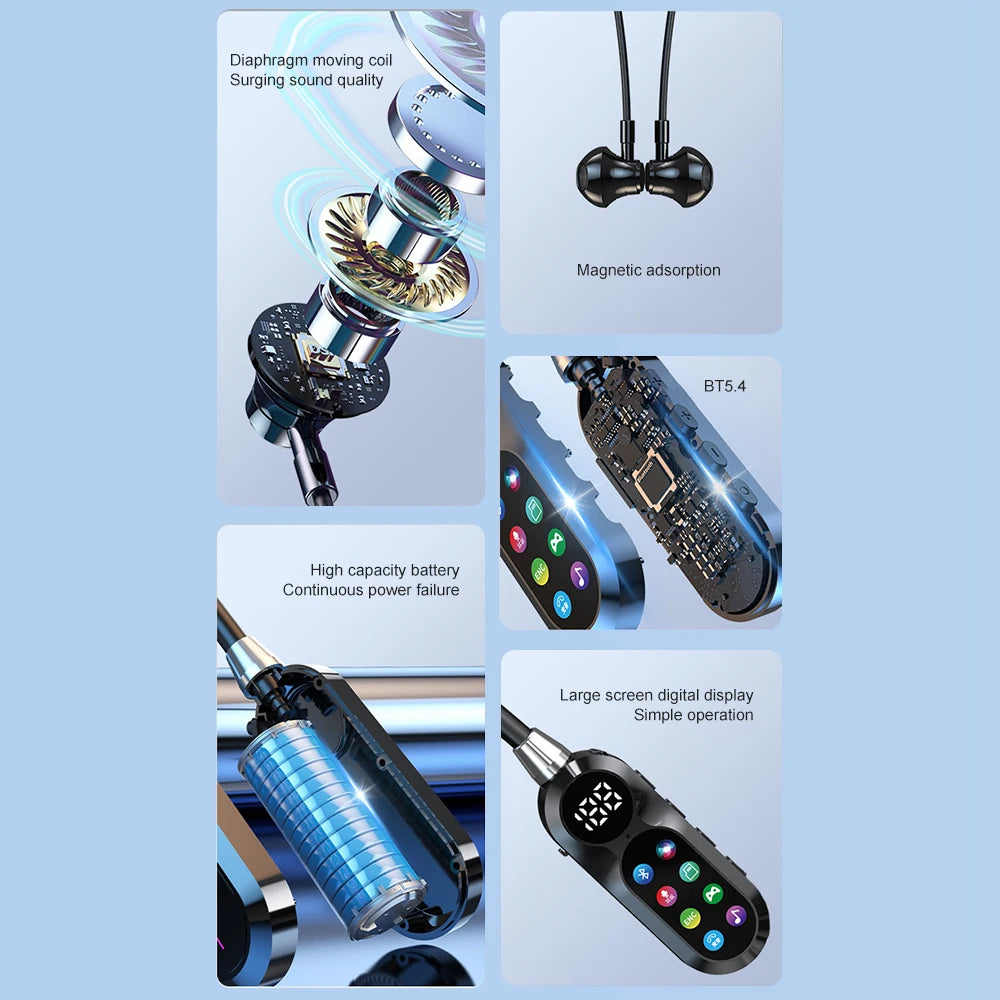 Wireless Bluetooth 5.4 Headset with LED Display HiFi Sound Quality Sports And Gaming Earbuds