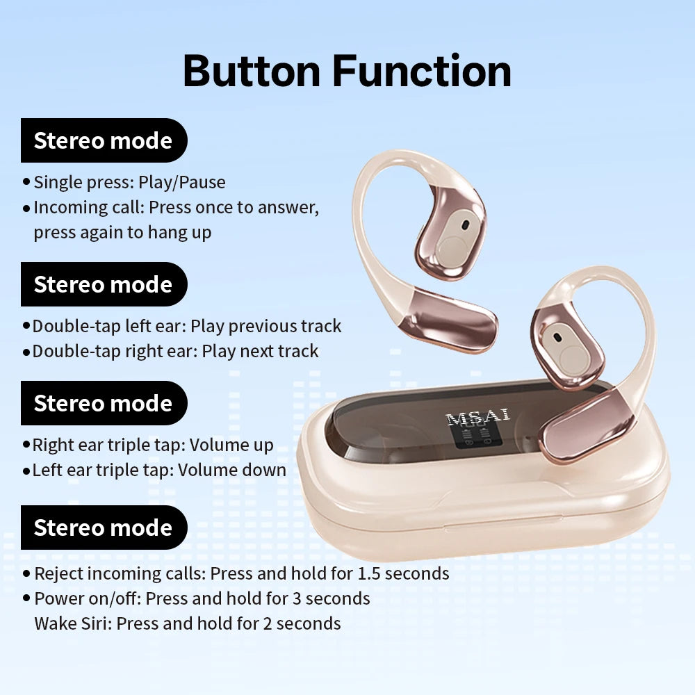 MSAI 138 Languages Wireless Translator Earbuds Multilingual Translate Bluetooth AI Headphones Tow Way Real Time Translation