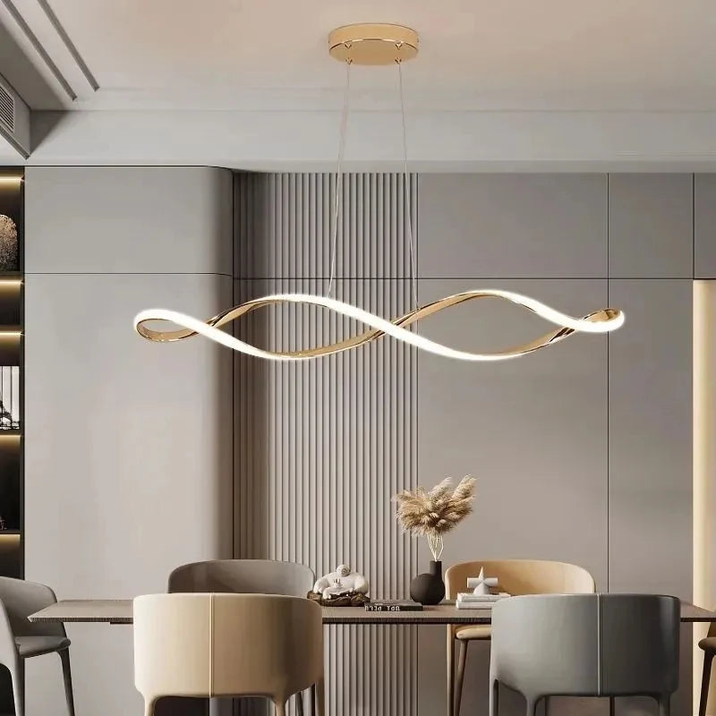 Adjustable Height LED Ceiling Light with Remote Control Modern Kitchen Island Lighting Living Room Illumination