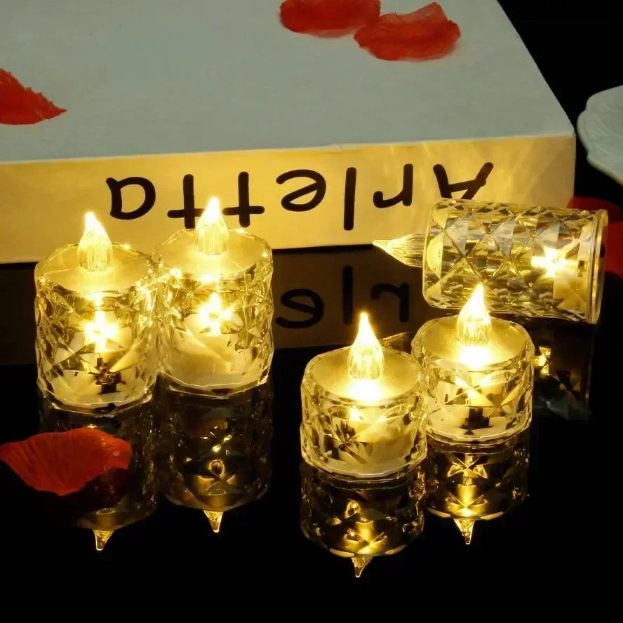 24~1PCS S/M/L LED Crystal Candle Light Flameless LED Candle Electronic Night Lamp Dating Party Christmas Home Wedding Decoration