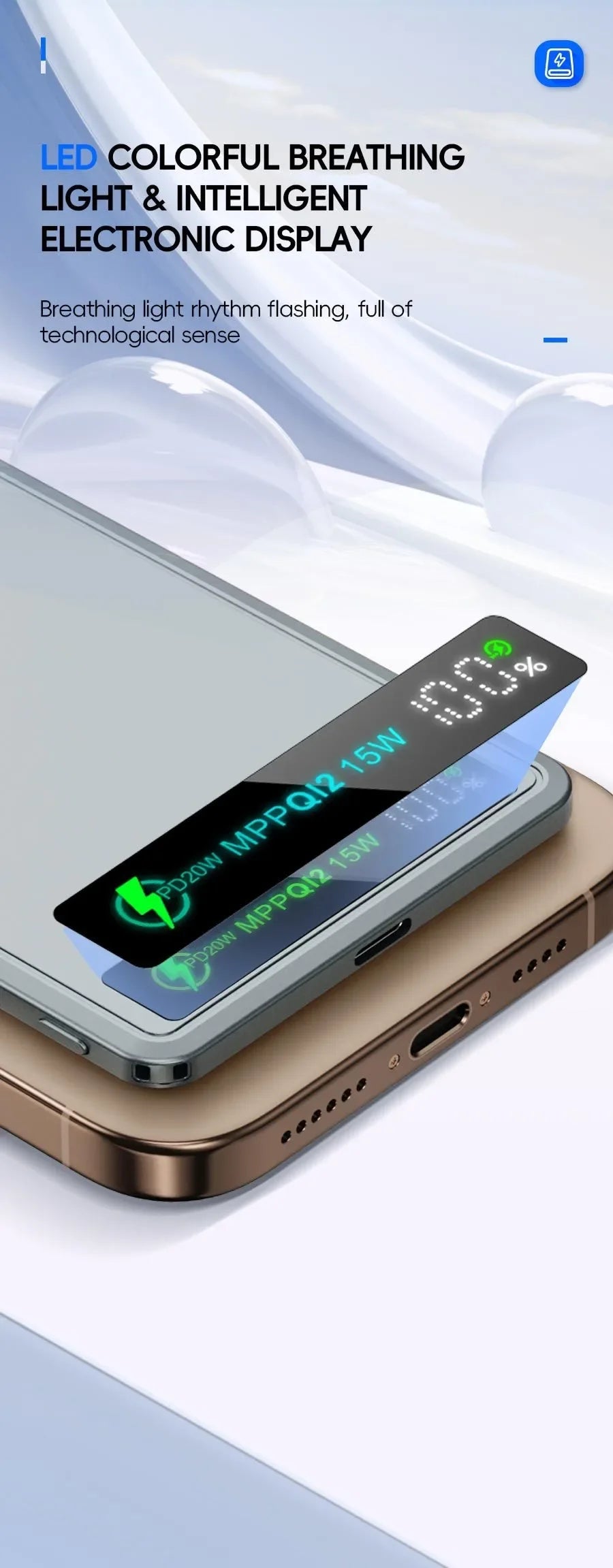 5000mAh/10000mah Fast Power Bank for MagSafe Magnetic Wireless External Battery [ CCC Certified] Color Display screen Powerbank