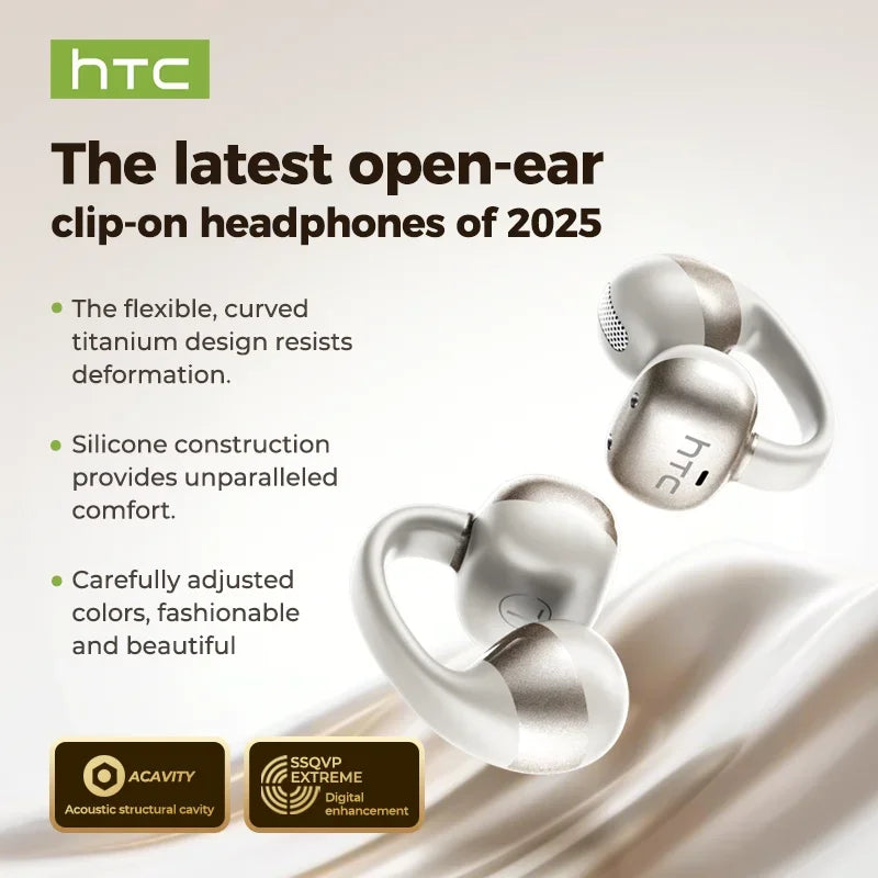 【HTC NE56】 Bluetooth V6.0 Earphones OWS Ear clip Sports Wireless Headphones Noise Reduction Calls Ultra-light Earclip Earbuds