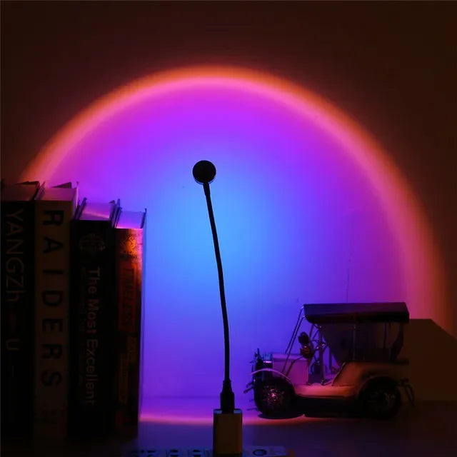 USB Sunset Projection Lamp Rainbow Atmosphere Night Light Sunset Light for Photography Selfie Coffee Store Live Wall Decoration