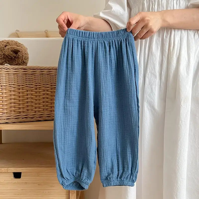 Solid Color Simple Children's Pants Summer Clothing Thin Loose Kids Anti-mosquito Pants Baby Girls Bloomers Casual Trousers