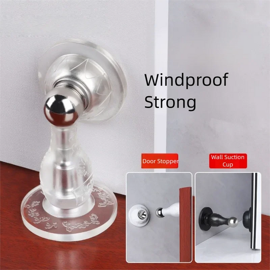 New Drill-Free Door Stopper with Silicone Anti-Collision Pad, Door Holder for Fixing Door Behind and Preventing Collision