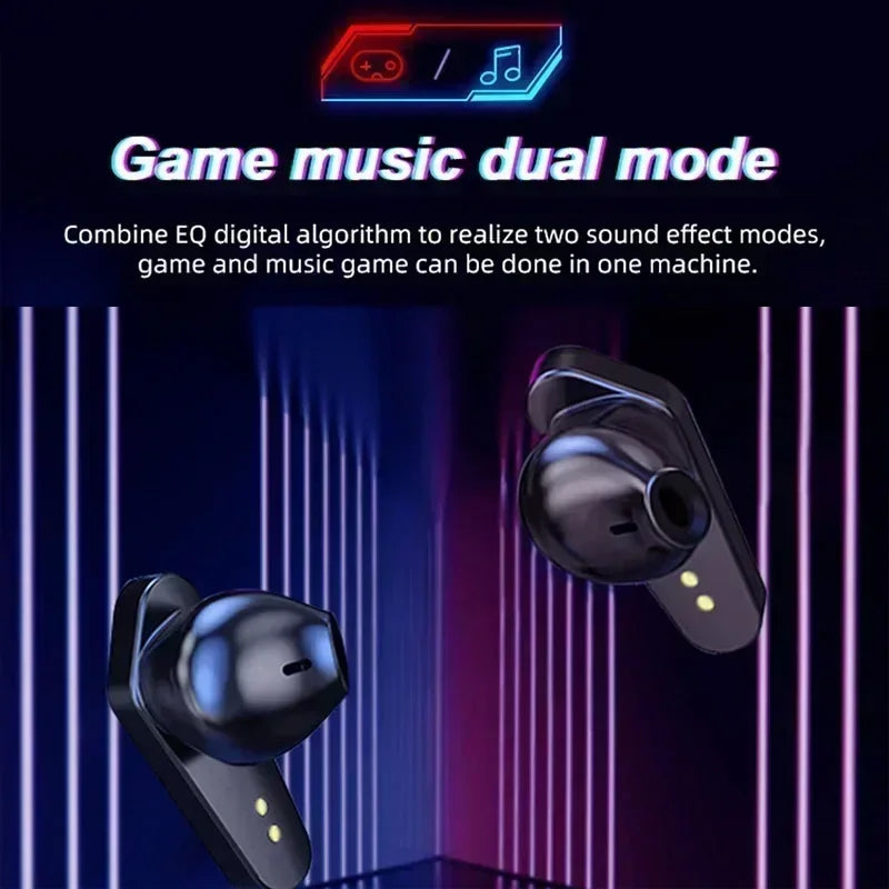 Gaming Earbuds Wireless Bluetooth 5.0 Earphones with Mic Bass Boosted 9D Stereo Sound Positioning HiFi Music Headset