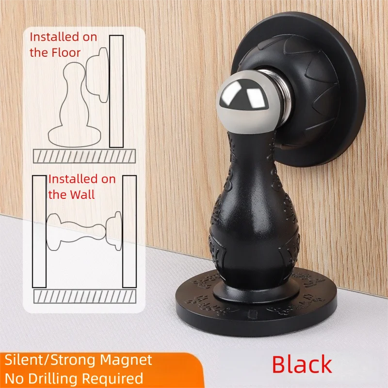 New Drill-Free Door Stopper with Silicone Anti-Collision Pad, Door Holder for Fixing Door Behind and Preventing Collision
