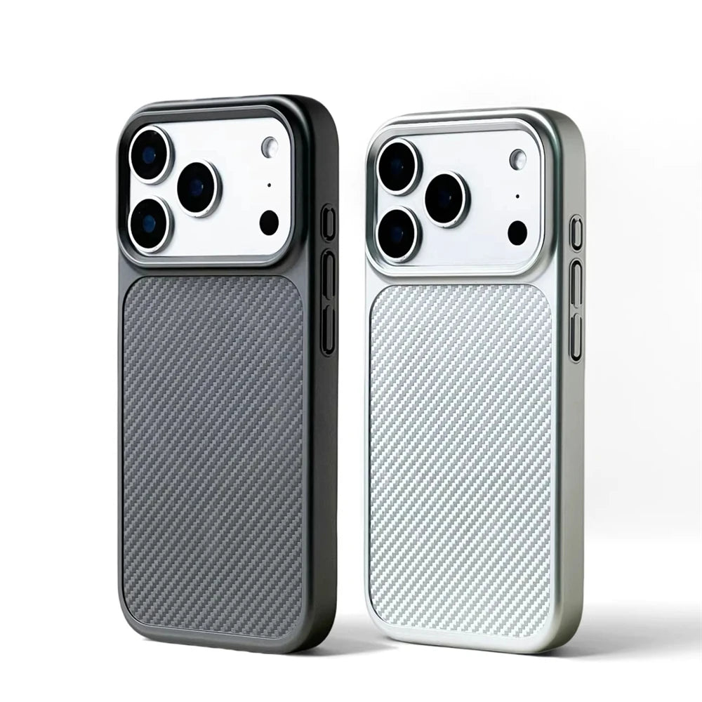 Luxury Business Carbon Fiber Pattern Hard PC Magnetic Case For iPhone 17 16 15 Pro Max For Magsafe Wireless Charging Matte Cover