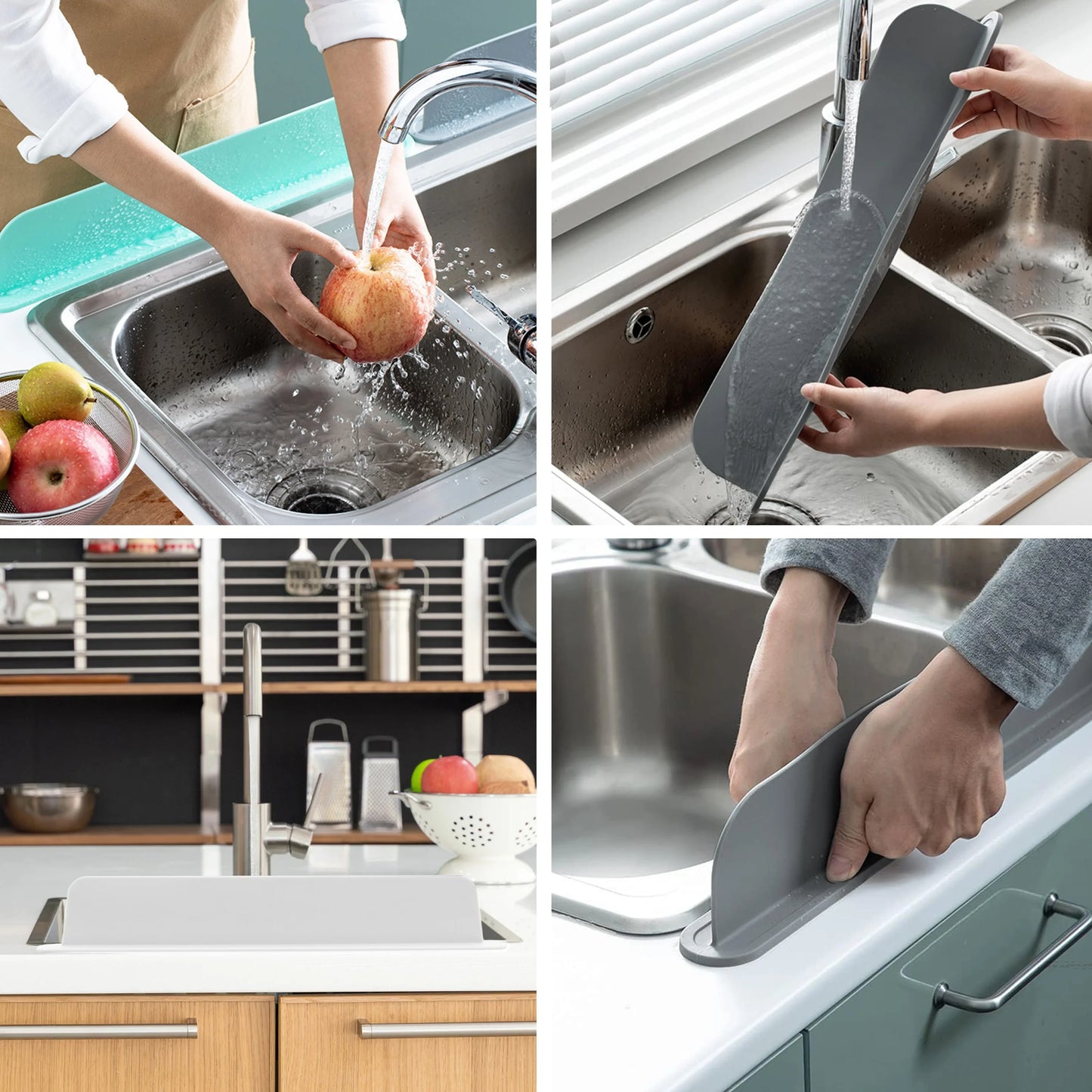 Soft Silicone Kitchen Sink Partition Adhesive Splash Proof Dishwashing And Vegetable Washing Sink Splitter