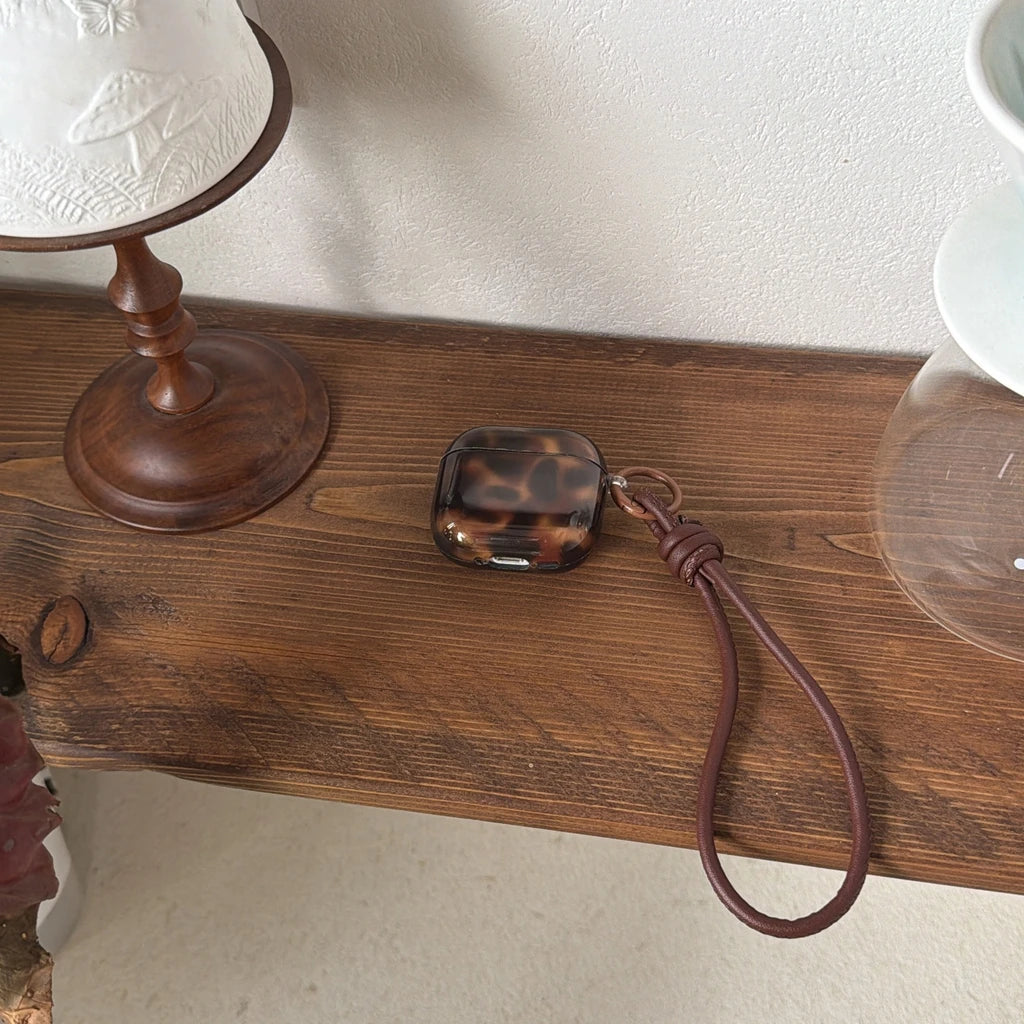 Advanced Stylish Brown Amber Pattern With Lanyard Earphone Case Cover for AirPods 1 or 2 3 4 Pro 2 Pro 3