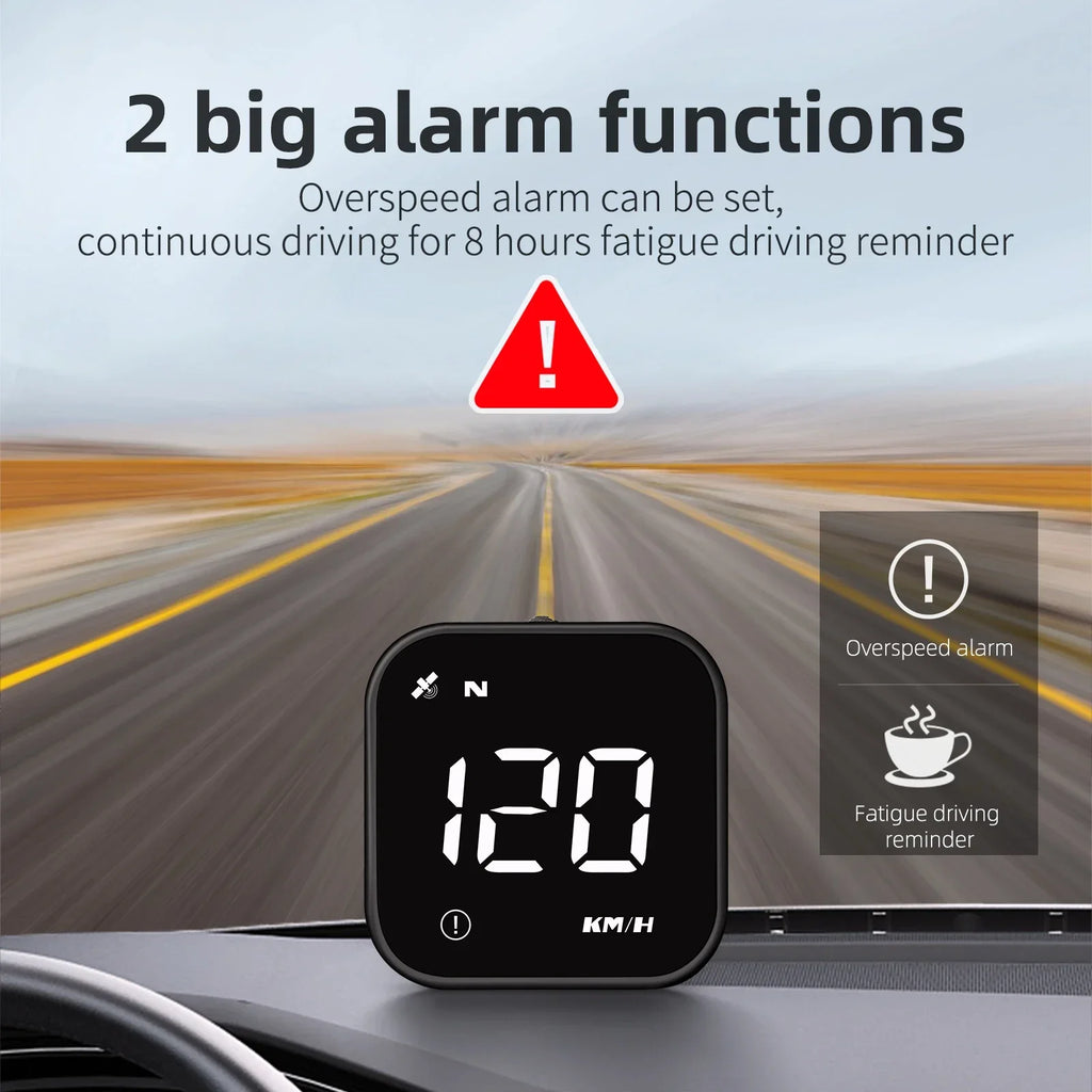 GPS Smart Car Head Up Display G4S HUD Digital Speedometer MPH KMH With Overspeed Alarm Car Time Display White LED Gauge Meter