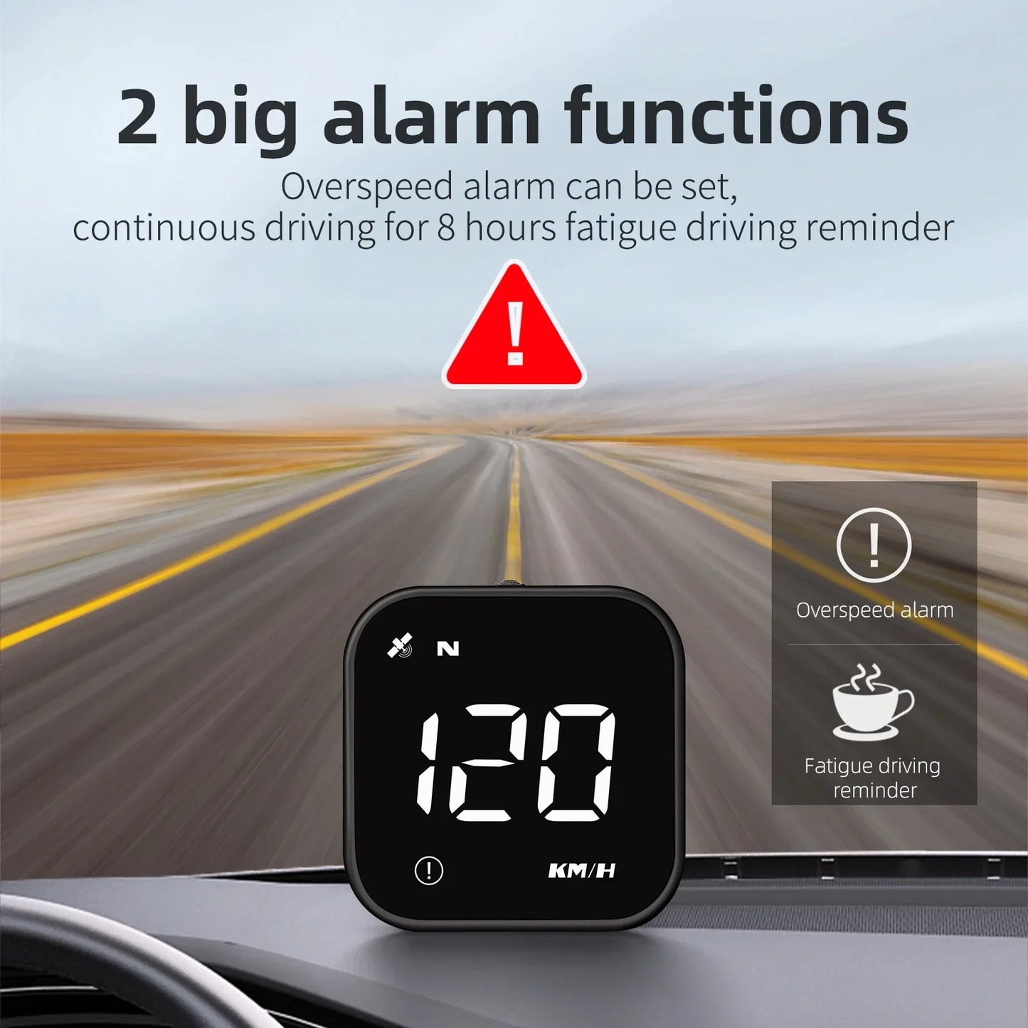 GPS Smart Car Head Up Display G4S HUD Digital Speedometer MPH KMH With Overspeed Alarm Car Time Display White LED Gauge Meter
