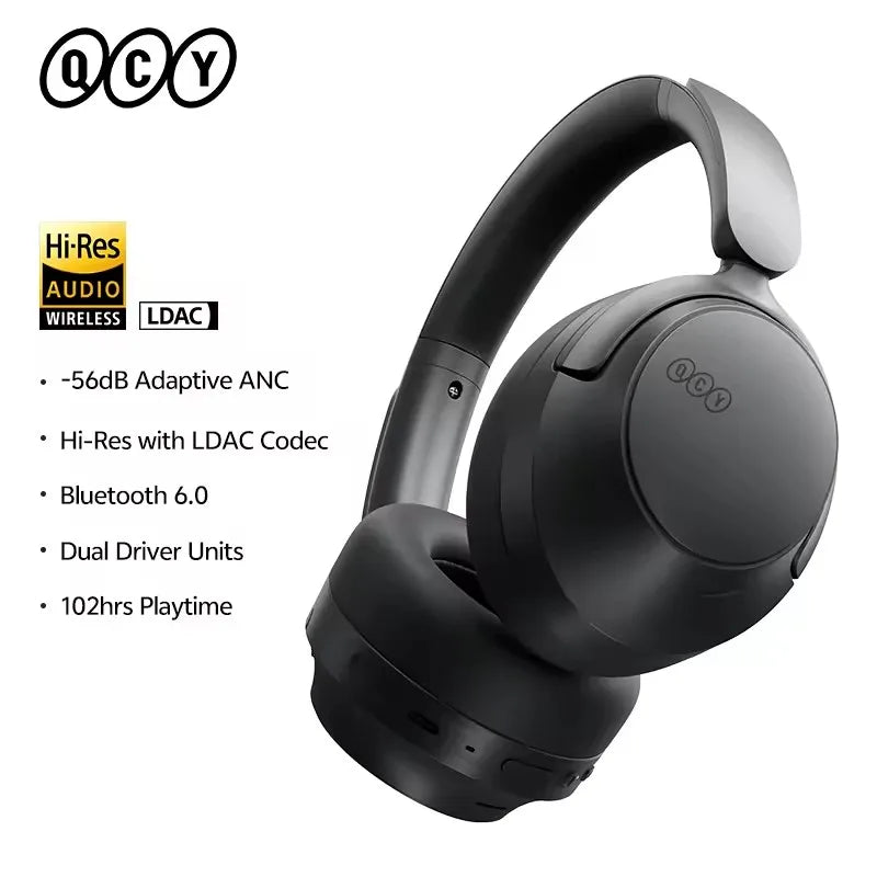 H3S -56dB Adaptive ANC Over Ear Headphone Hi-Res LDAC Spatial Sound Wireless Earphone Bluetooth 6.0 Dual Driver 102H Headset