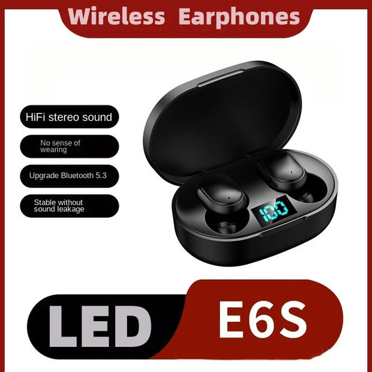 E6S TWS Bluetooth Earphones Wireless Bluetooth Headset Noise Cancelling Headsets with Microphone Headphones for Xiaomi Huawei