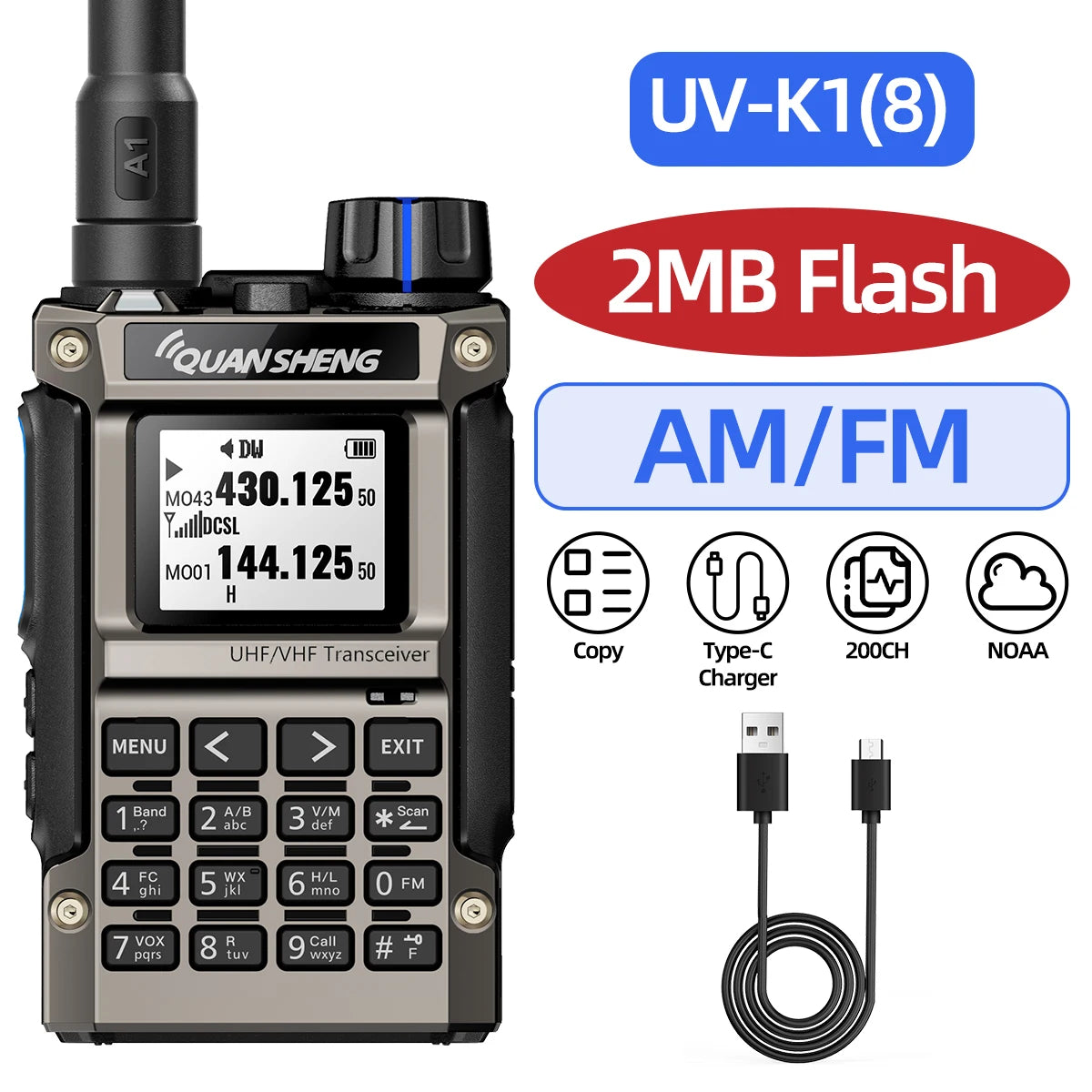 Quansheng UV-K1 L Mini Walkie Talkie Multi Band  Transceiver Wireless Copy Frequency AM FM NOAA Upgrade UV-K5 (8) UV-K6